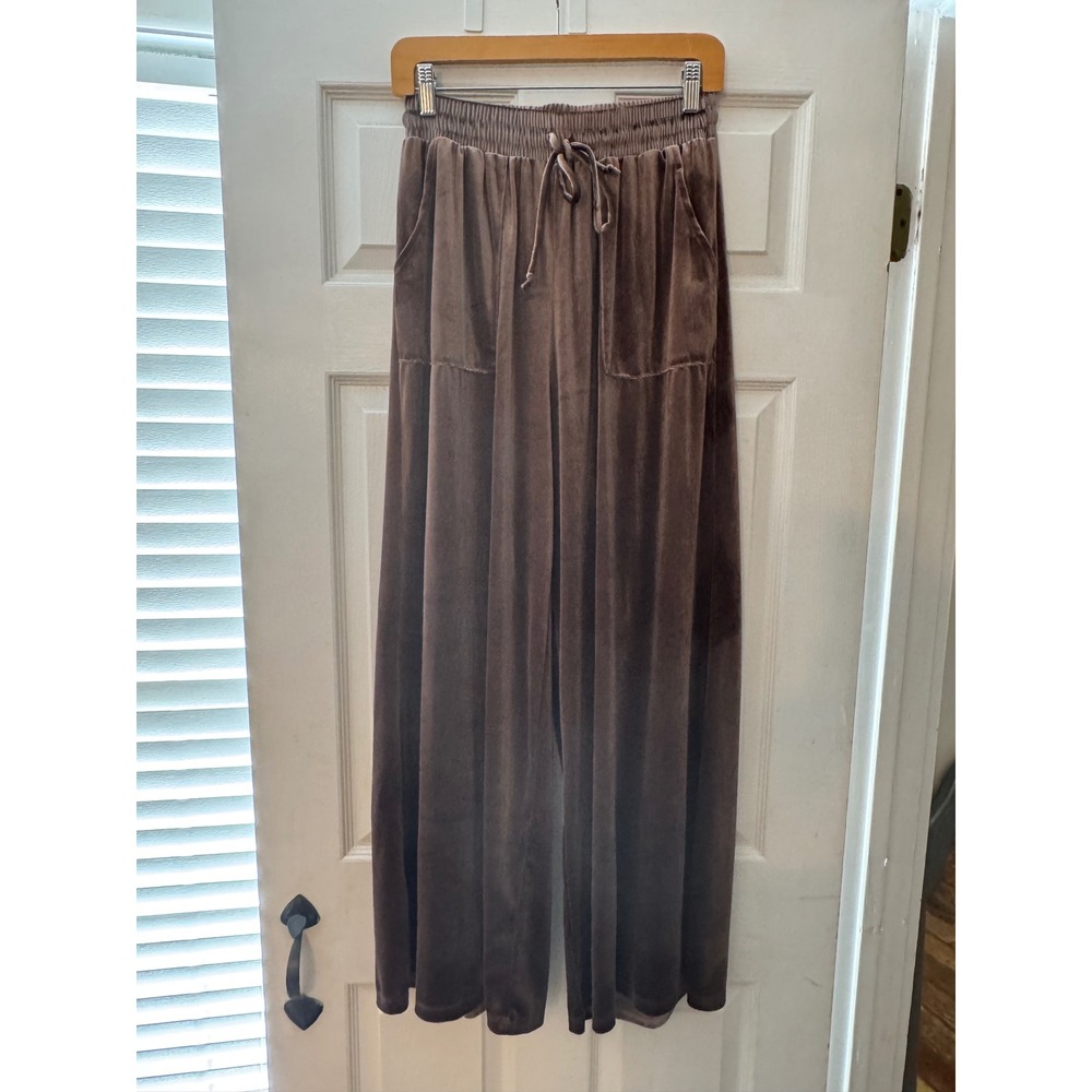Three Bird Nest Relaxing Robin Velvet Wide Leg Pant NWT Medium Coco - Picture 6 of 7